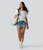 T-shirt casual col épaules dénudées manches courtes