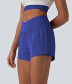 Short de yoga 2-en-1 SoftlyZero™ Airy croisé taille haute 7,5 cm effet frais InstantCool avec poches