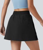 Jupe mini trapèze 2-en-1 taille haute avec boutons-pression et poches pour la randonnée