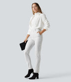 Pantalon de travail Halara Flex™ skinny à rayures, taille haute, avec poches