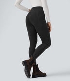 Legging décontracté 7/8 effet daim taille haute gainant avec poches
