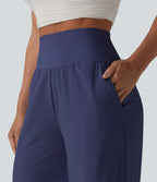 Pantalon large séchage rapide Breezeful™ taille haute à volants avec poches