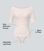 Combinaison de travail lissante décolleté bateau avec bretelles de jambe ajustables sans couture OneForm Seamless Flow - Easy Peasy