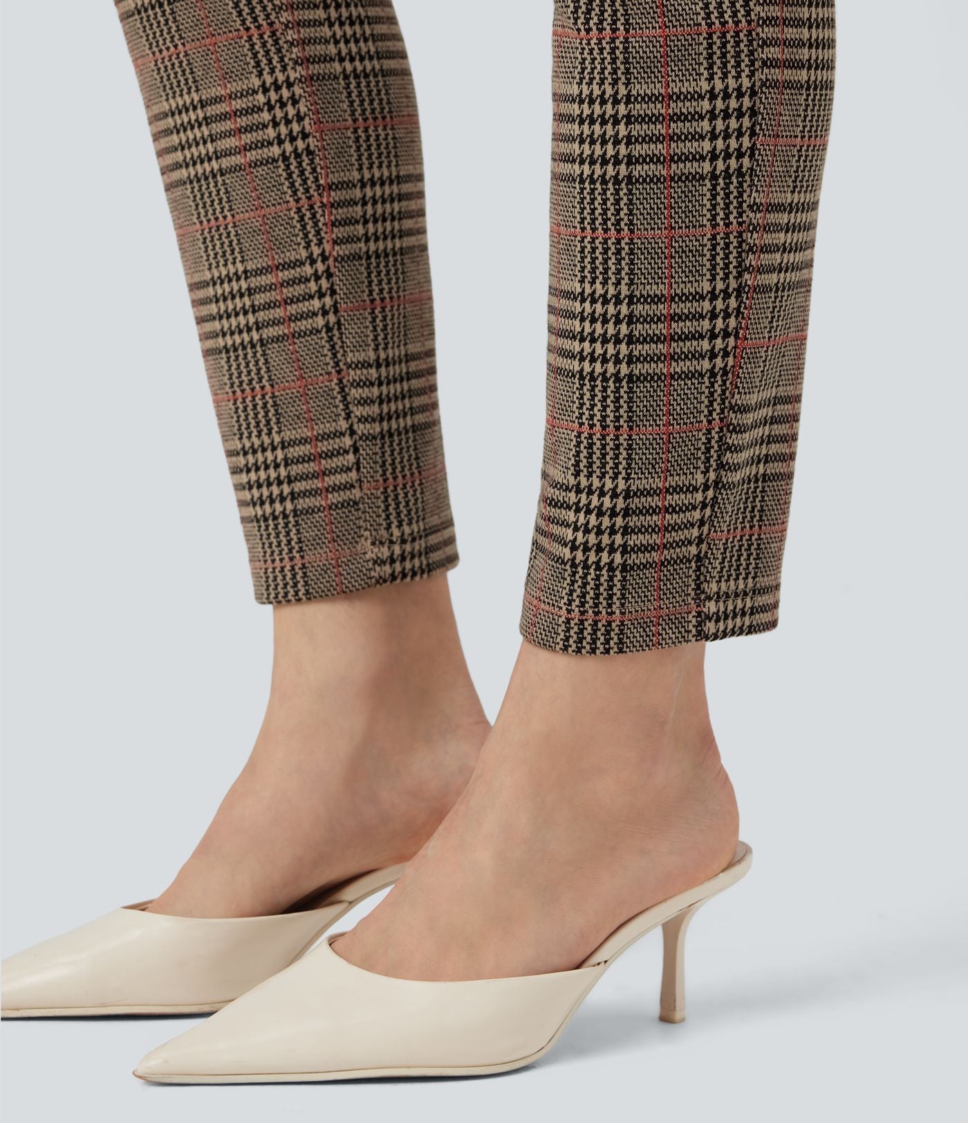 Halara Flex™ Pantalon skinny tailleur taille haute à motif pied-de-poule avec poches arrière