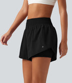 Short de running 2-en-1 Breezeful™ taille haute à ourlet croisé arrondi, séchage rapide, poches, 7,5 cm
