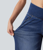 Halara Flex™ Jean large casual taille haute croisée ventre plat, avec poches