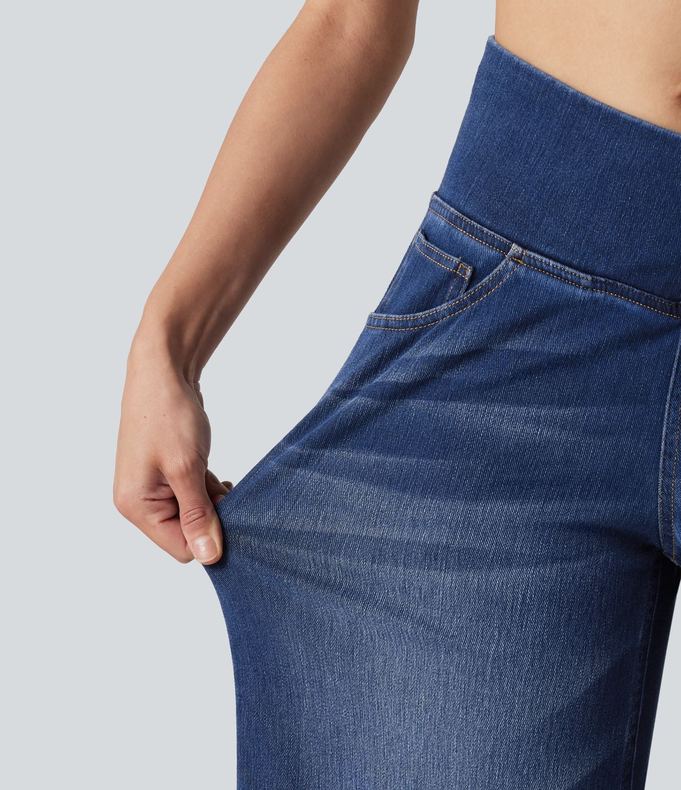 Halara Flex™ Jean large casual taille haute croisée ventre plat, avec poches