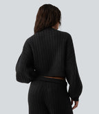 Pull décontracté à col rond et manches bouffantes