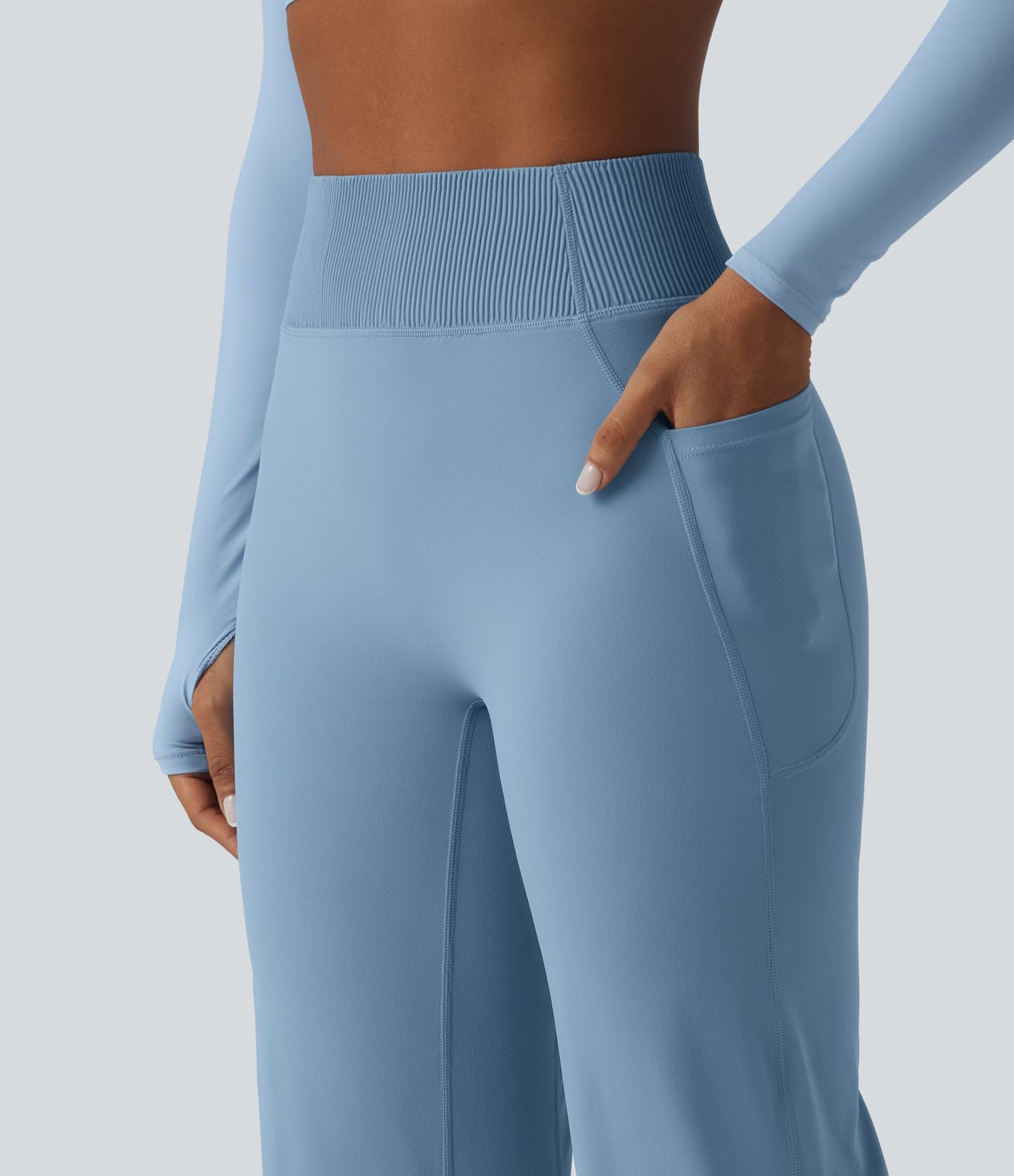 Pantalon de yoga droit Halara UltraSculpt™ taille haute gainant avec effet scrunch et poches