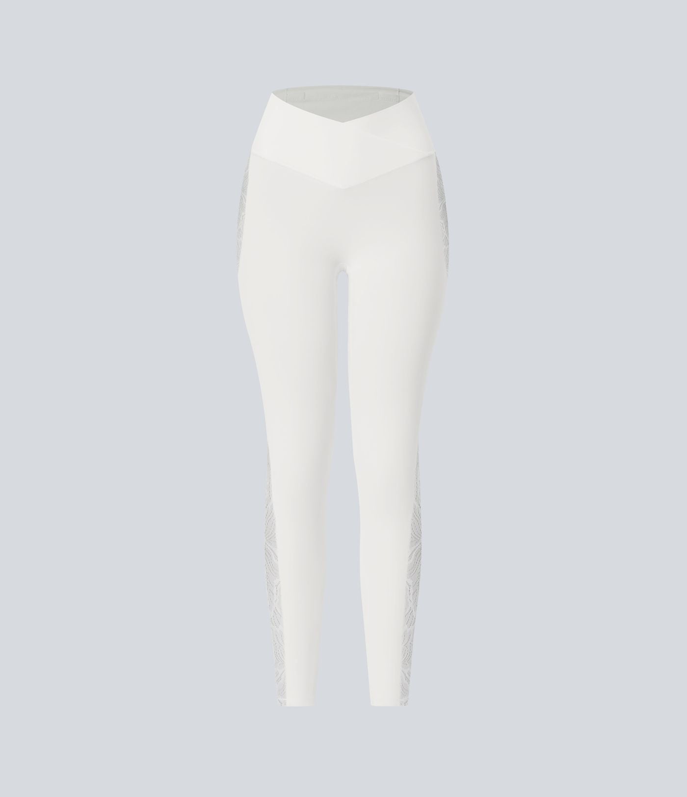 Softlyzero™ Legging Yoga 7/8 Taille Haute avec Poche au Dos Découpe Croisée et Dentelle Contrastante