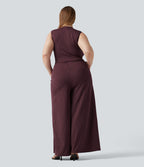 Combinaison grande taille rayée à décolleté V plongeant, toucher frais, coussinets amovibles, poches et accès facile Easy Peasy
