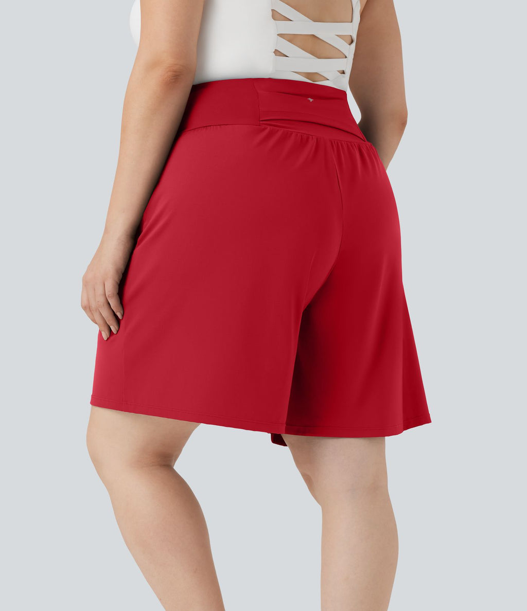 Bermuda de yoga grande taille SoftlyZero™ Airy taille haute effet frais InstantCool avec poches