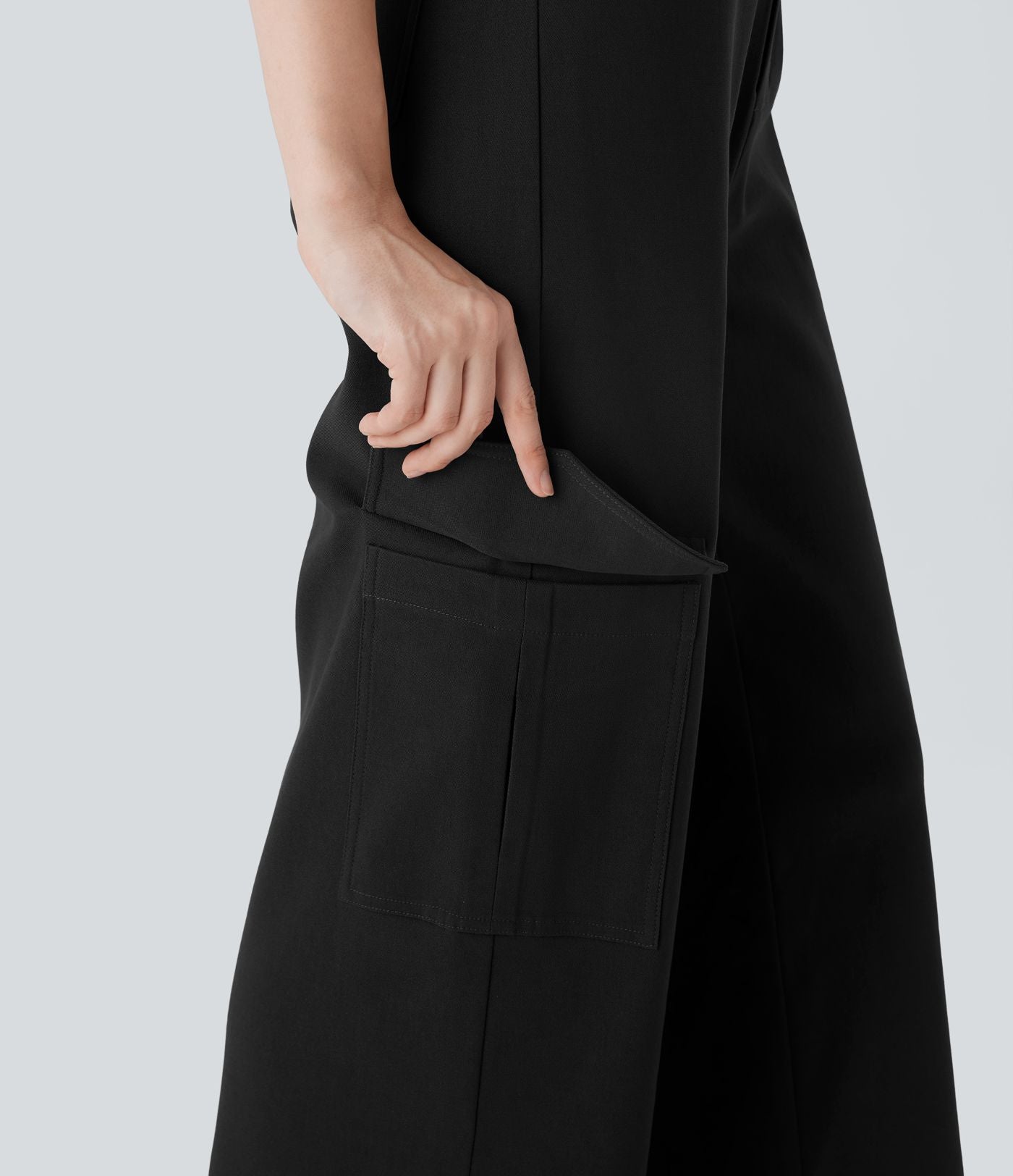 Pantalon cargo de travail taille haute coupe droite avec poches multiples