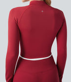 Veste yoga courte zippée col montant color block sans couture OneForm Seamless Flow