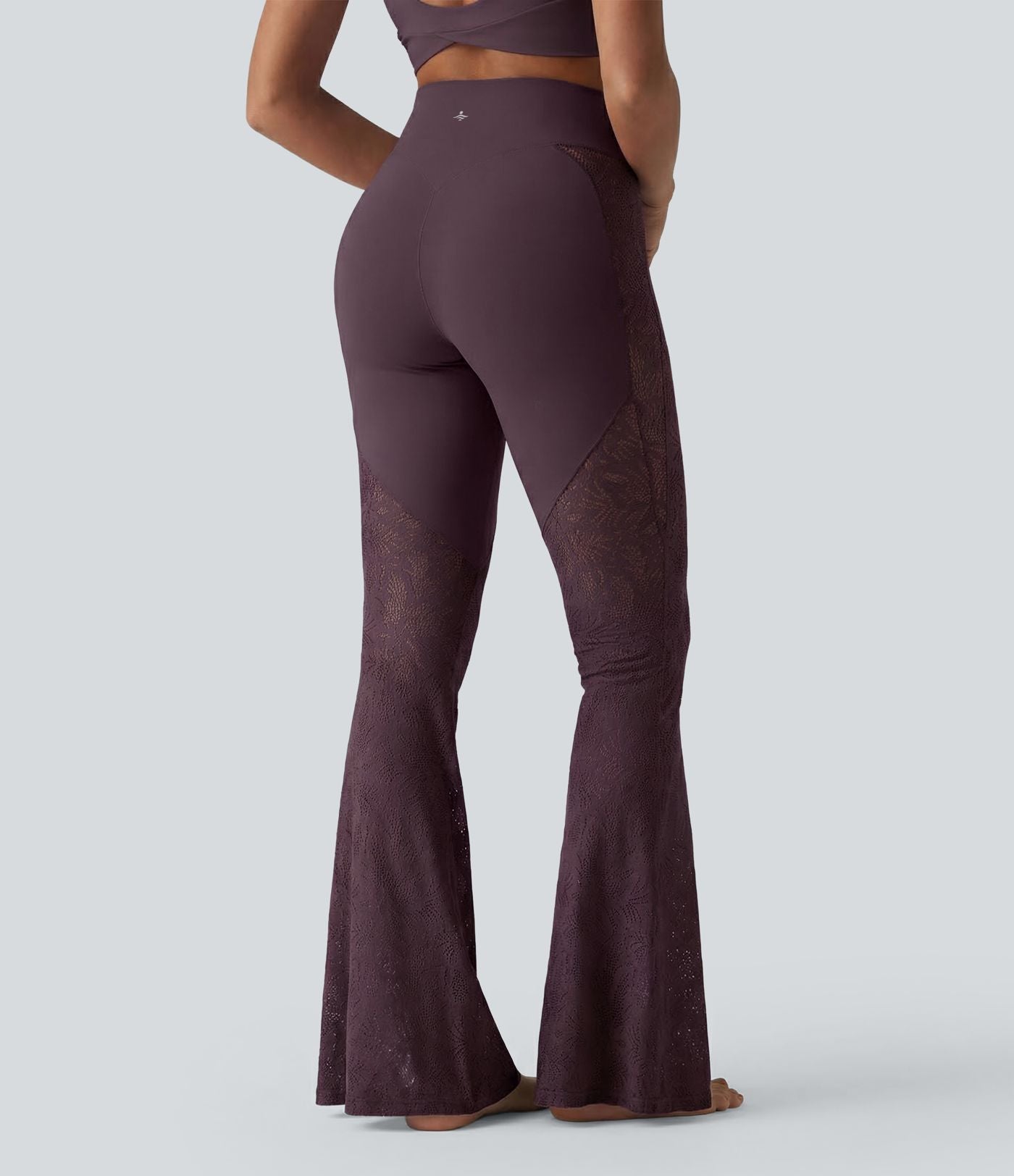 Pantalon de yoga évasé gainant taille haute avec dentelle contrastée et poche Halara UltraSculpt™