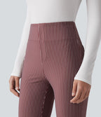 Pantalon de travail Halara Flex™ évasé à rayures, taille haute, avec poches