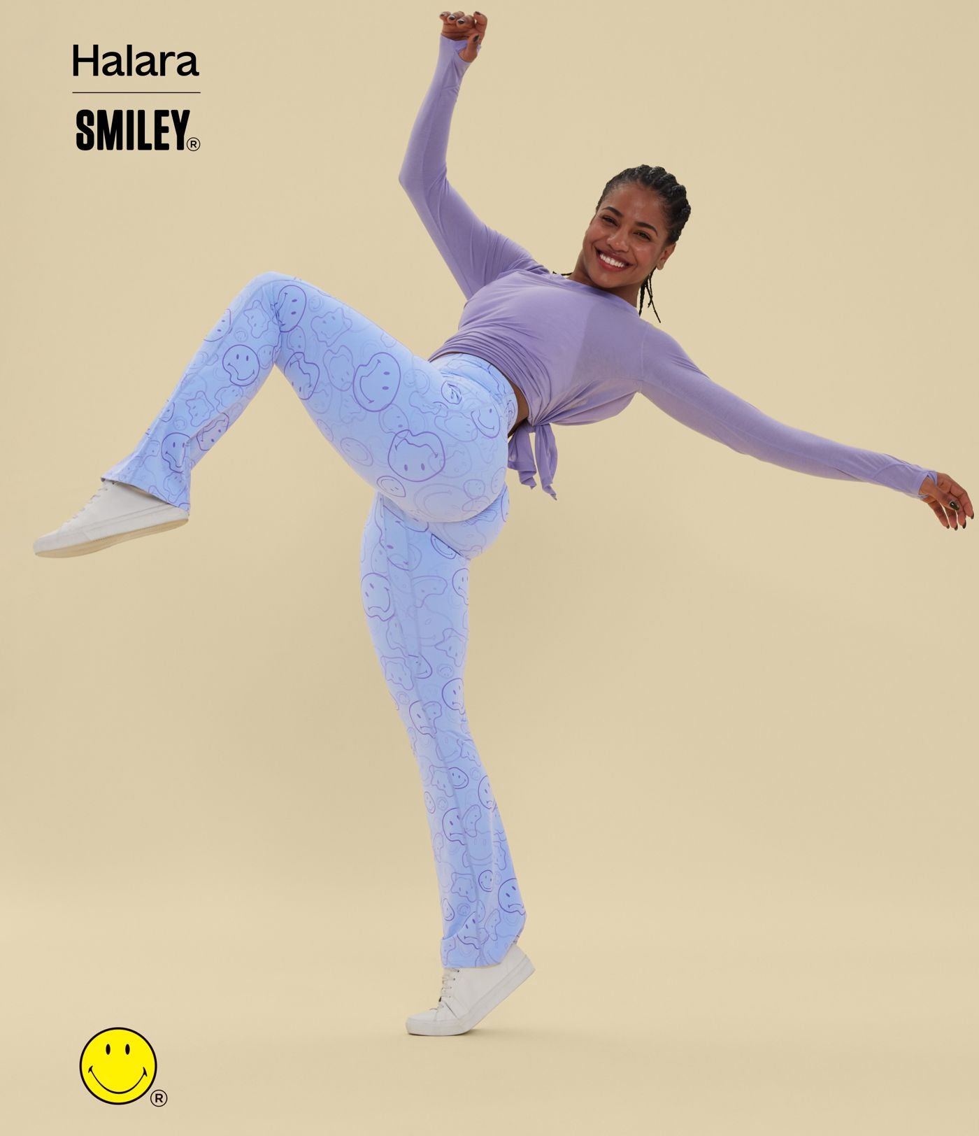 Legging de training bootcut Halara X Smiley® Halara UltraSculpt™ taille haute push-up froncé ventre plat avec poches