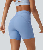 Short cycliste de yoga en maille côtelée taille haute avec cordon de serrage séchage rapide 15 cm avec poches - UPF50+