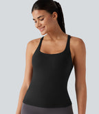 Débardeur de running croisé dos nu, brassière intégrée — version longue — bonnets A à D