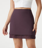 Jupe mini casual SoftlyZero™ taille haute en dentelle contrastée