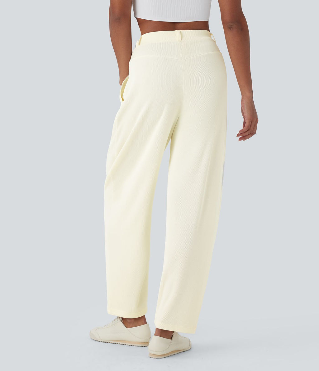 Pantalon de travail Halara Flex™ barrel côtelé, taille haute, avec poches