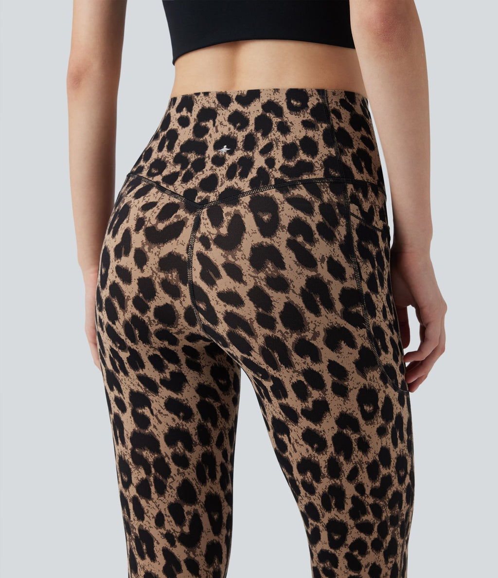 Legging de yoga gainant taille haute imprimé léopard avec poches Halara UltraSculpt™