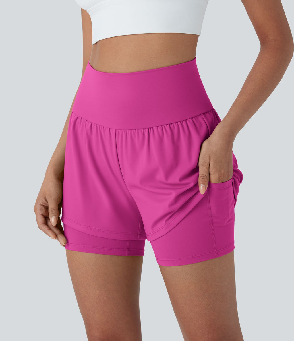 Short de yoga 2-en-1 SoftlyZero™ Airy taille très haute effet frais InstantCool 12,5 cm avec poches