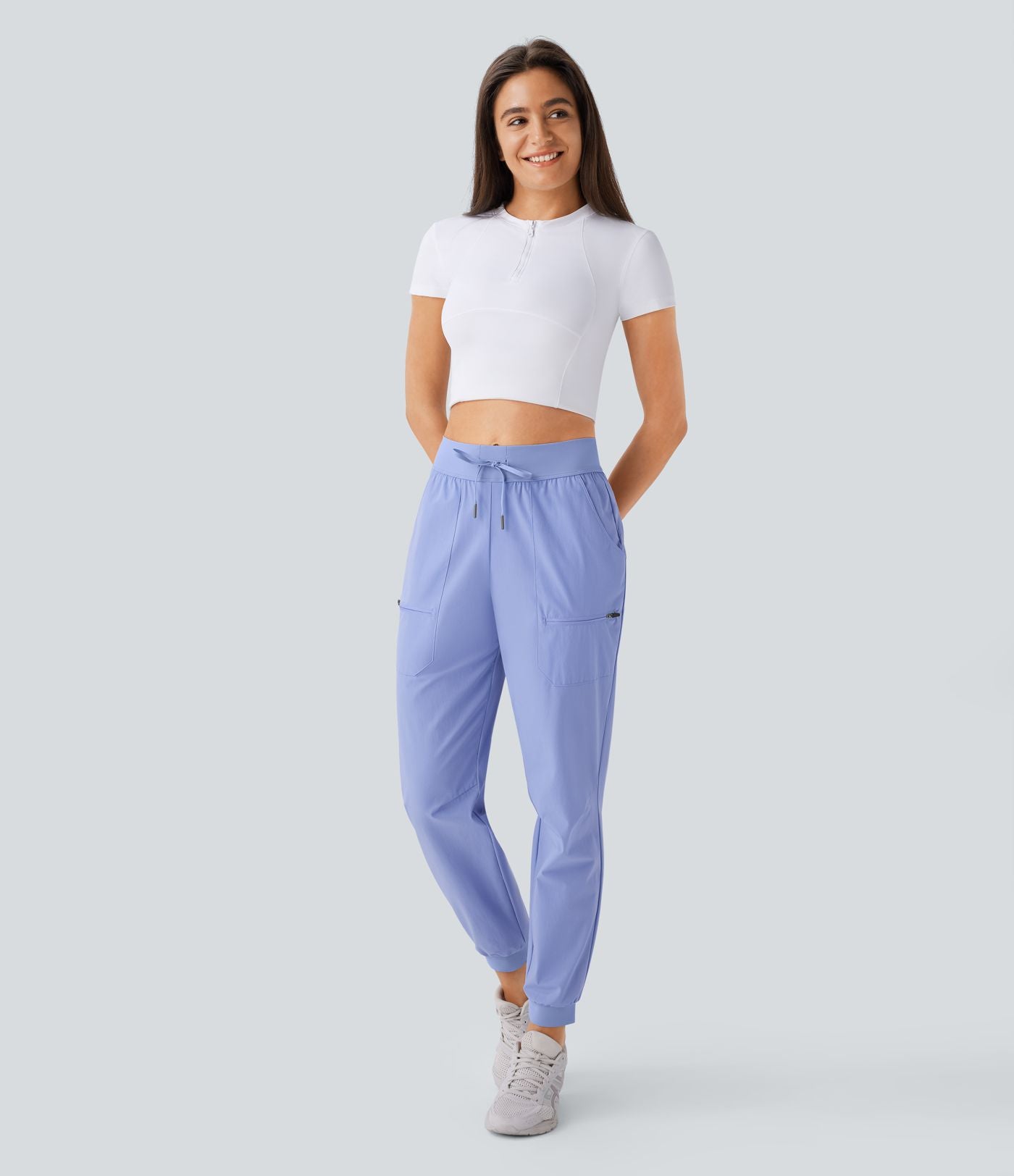 Pantalon de randonnée déperlant et résistant à l'usure, taille moyenne à cordon, poches multiples et doublure polaire