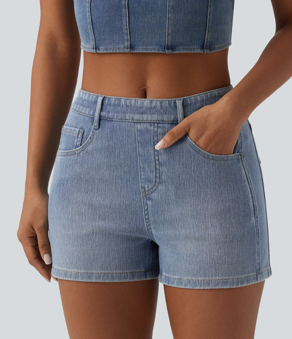 Short tailleur Halara Flex™ denim casual taille mi-haute 7,5 cm avec poches