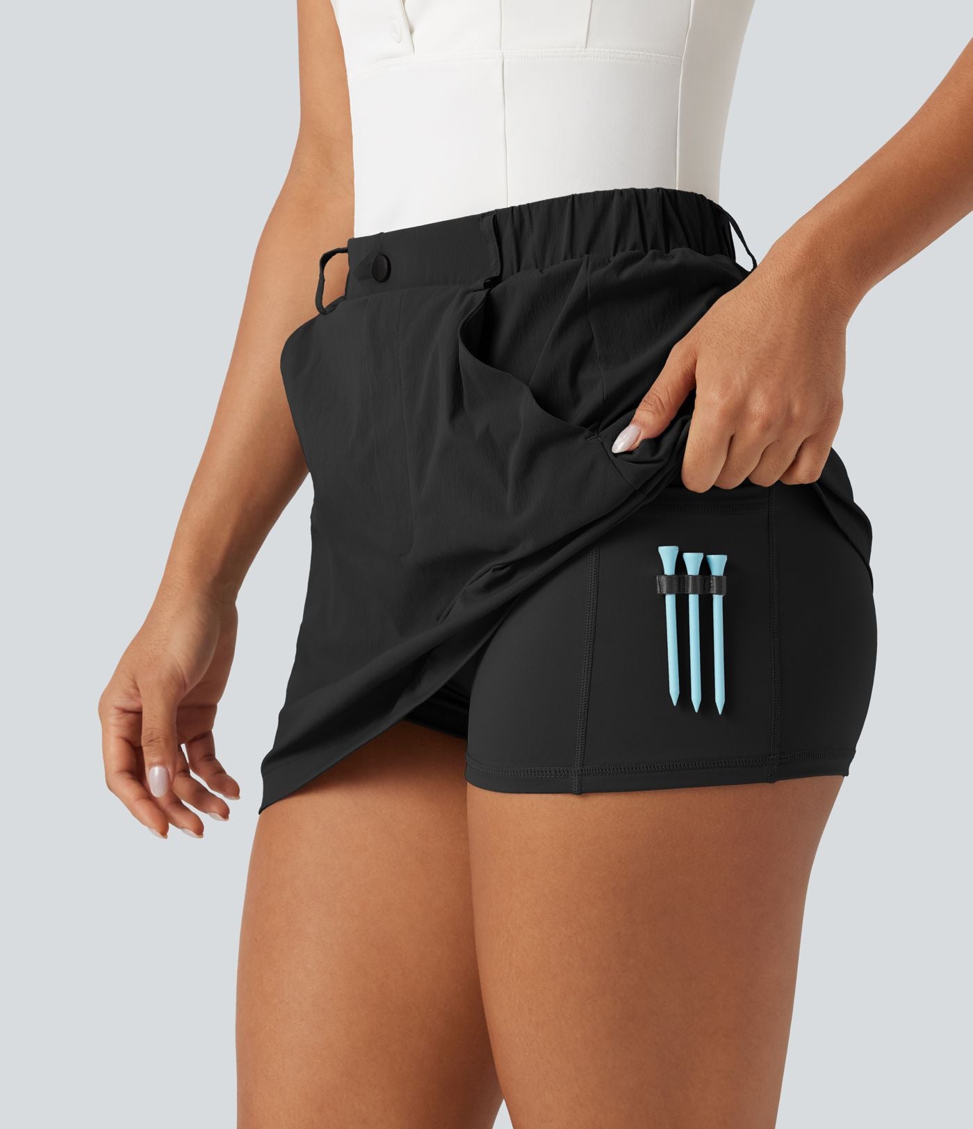 Jupe-short de golf mini taille mi-haute avec poches et porte-tees
