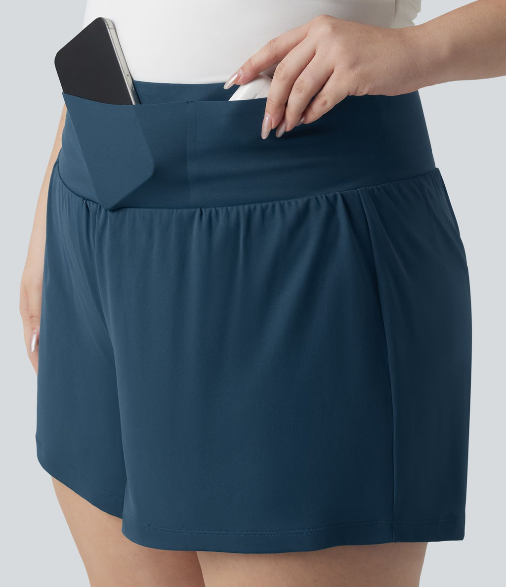 Short de yoga SoftlyZero™ Airy grande taille effet gainant 2-en-1 effet frais, entrejambe 13cm taille haute avec poches