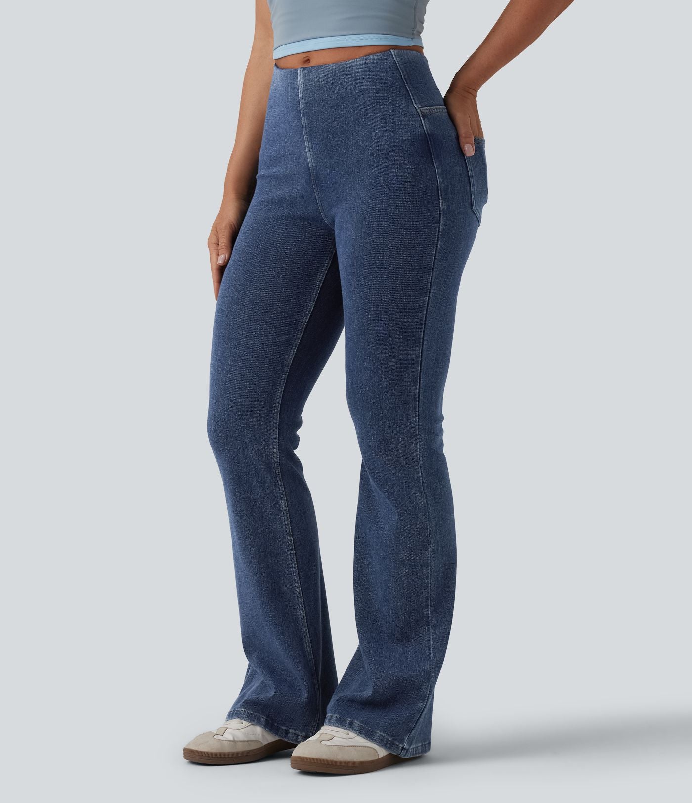 Halara Flex™ Jean évasé casual gainant taille mi-haute avec poches