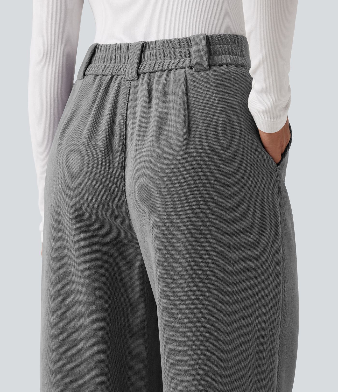 Pantalon tailleur baggy taille haute avec poches