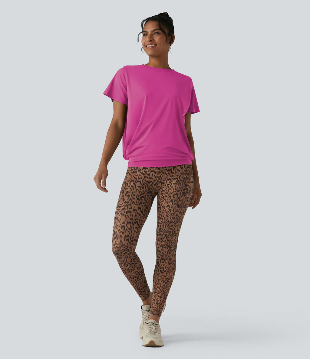 Haut de sport col rond manches courtes effet frais InstantCool avec fronces, protection solaire UPF50+
