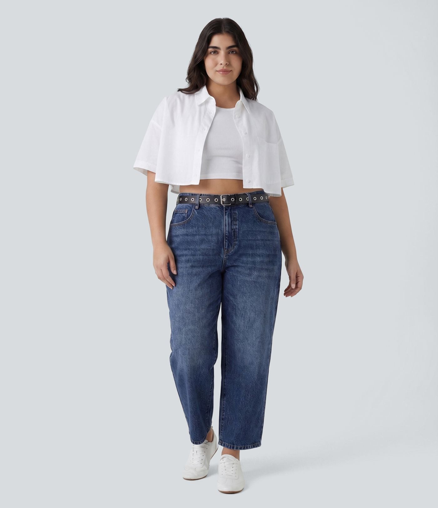 Halara Flex™ Jean barrel grande taille coupe ballon taille basse avec poches