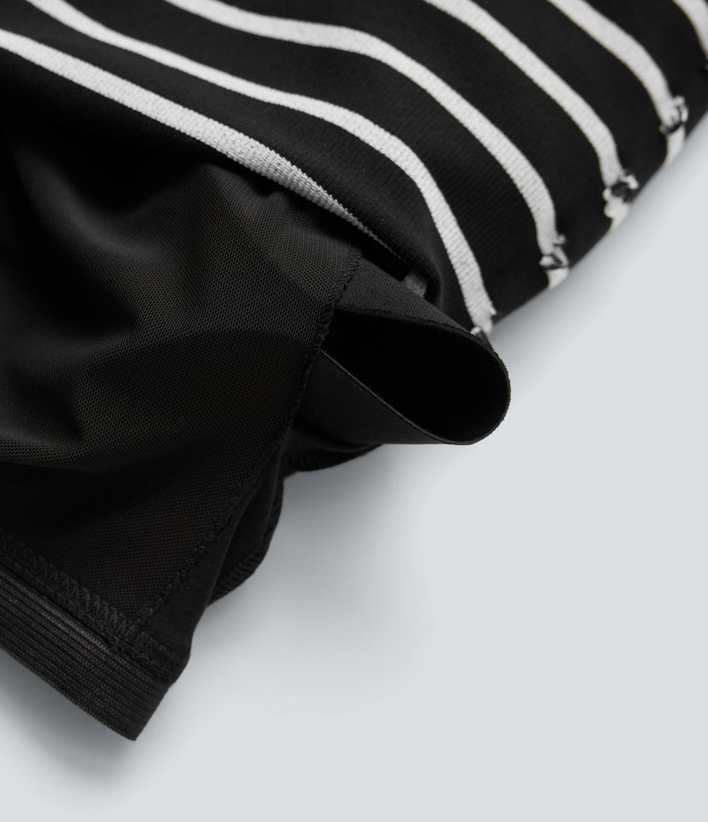 Haut de sport épaules dénudées manches raglan longues à rayures sans couture OneForm Seamless Flow