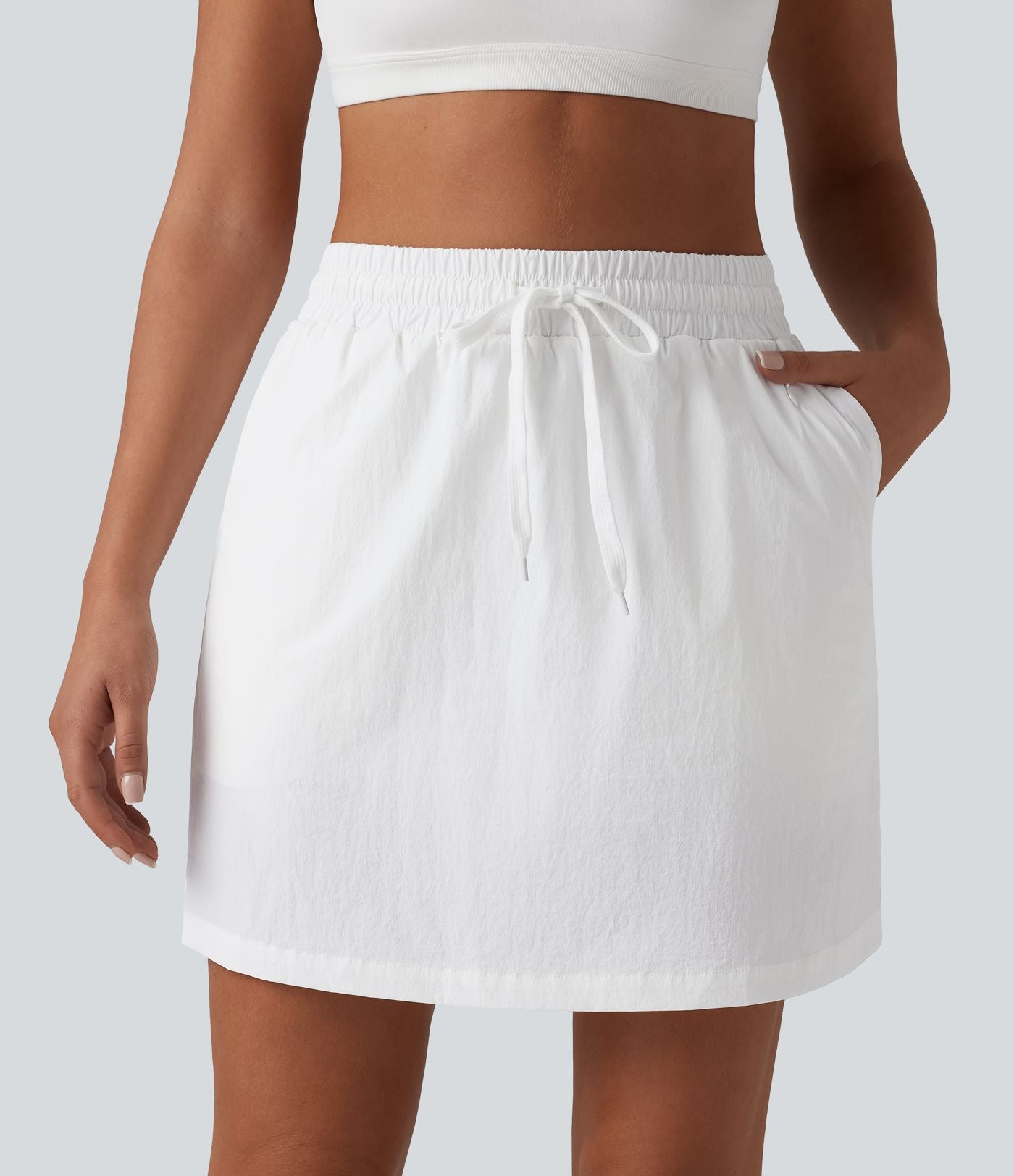 Jupe de randonnée 2 en 1 taille haute avec cordon de serrage et poches