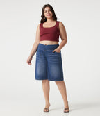 Short en jean Halara Flex™ ample décontracté grande taille ventre plat, taille haute, croisé, à poches