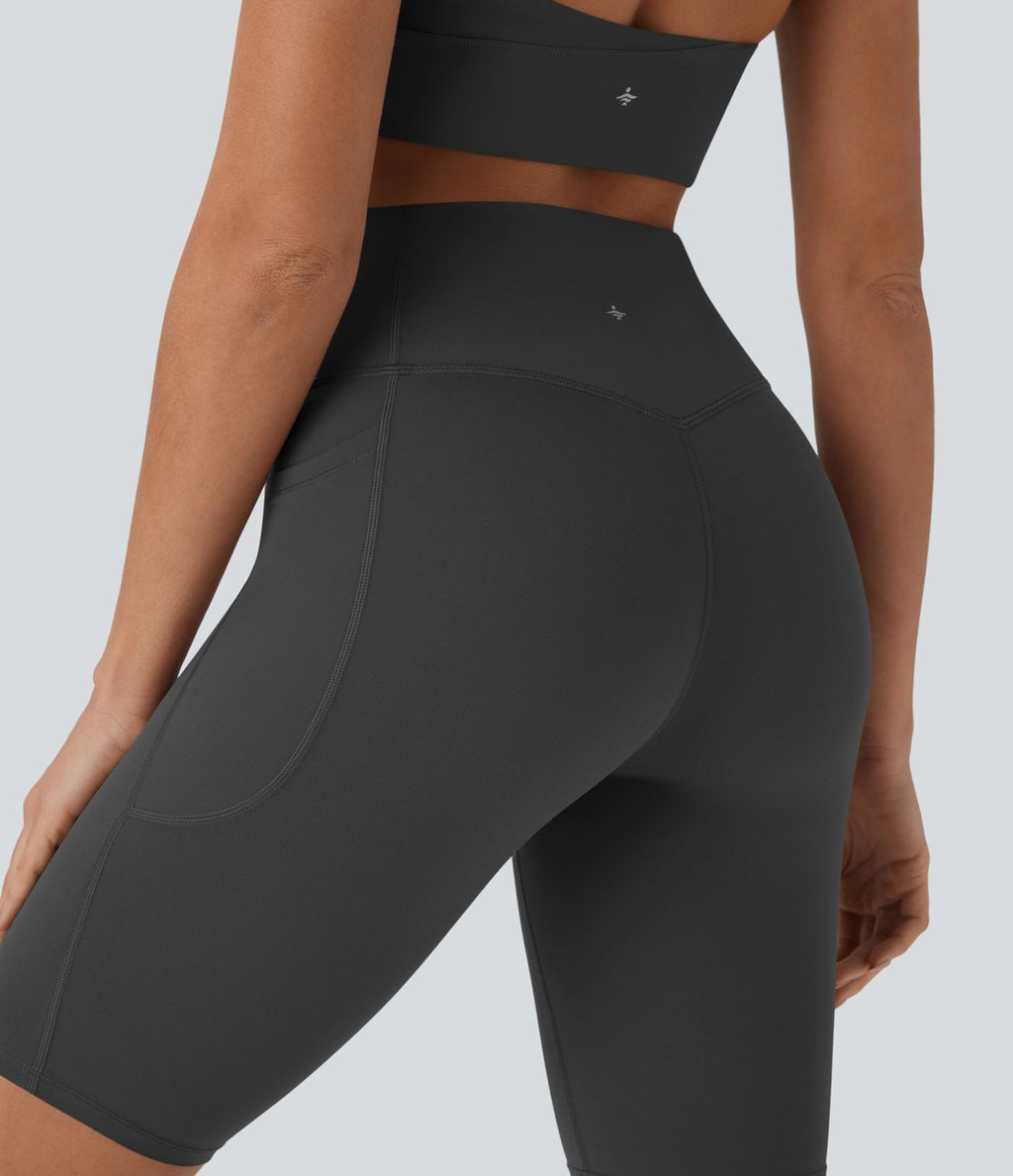 Short cycliste 22,8 cm d'entraînement gainant taille haute avec poches Halara UltraSculpt™