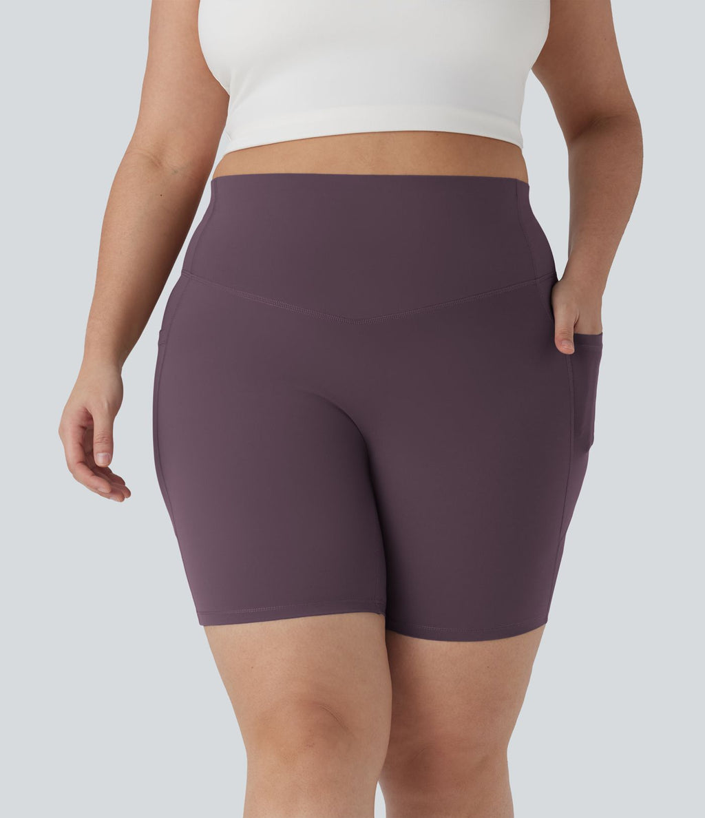 Short cycliste 17,5 cm d'entraînement gainant taille haute grande taille avec poches Halara UltraSculpt™