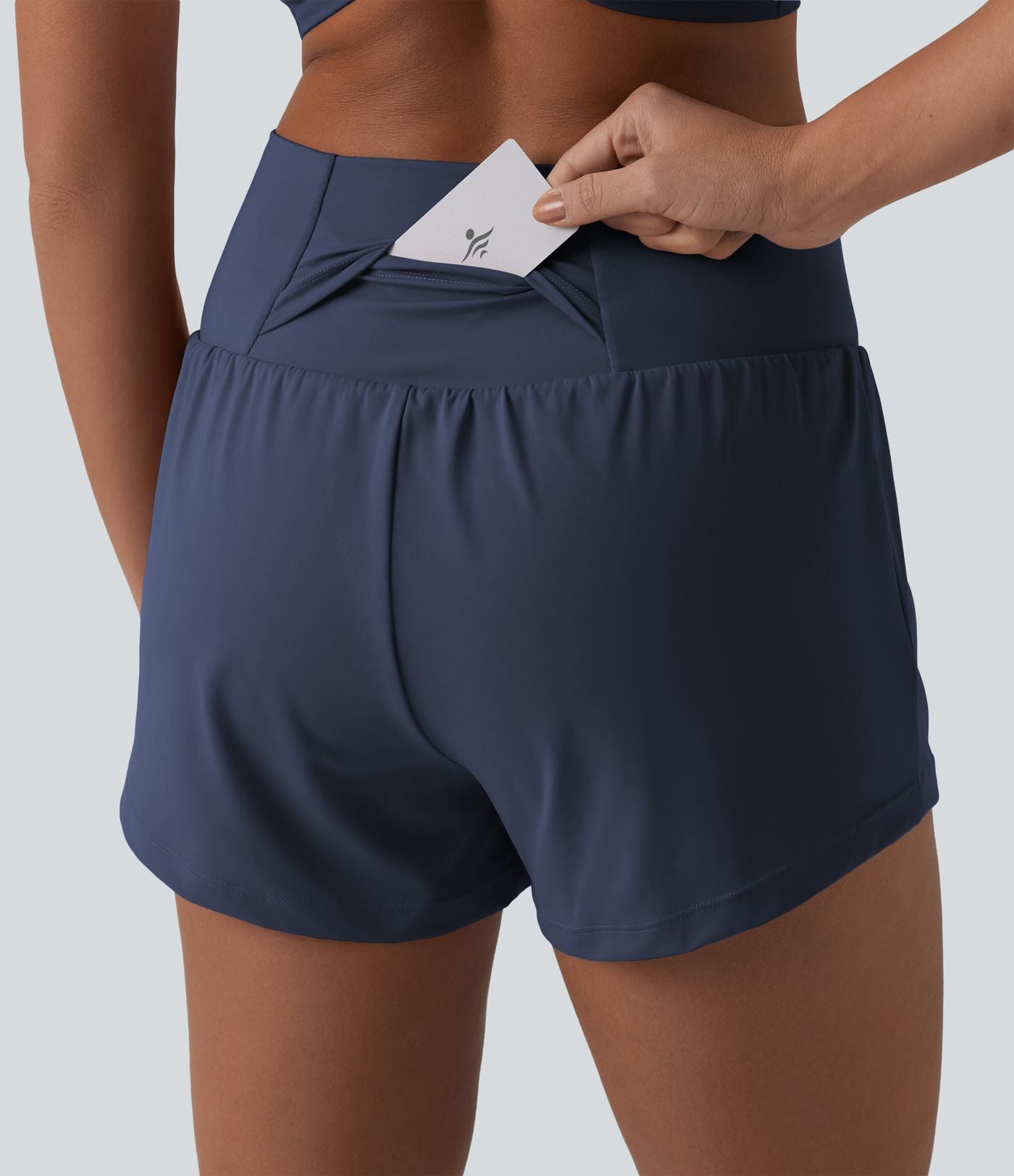 Short de yoga 2-en-1 SoftlyZero™ Airy croisé taille haute 7,5 cm effet frais InstantCool avec poches