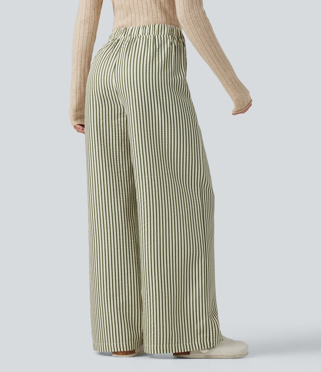 Pantalon d'intérieur ample taille haute à rayures avec poches