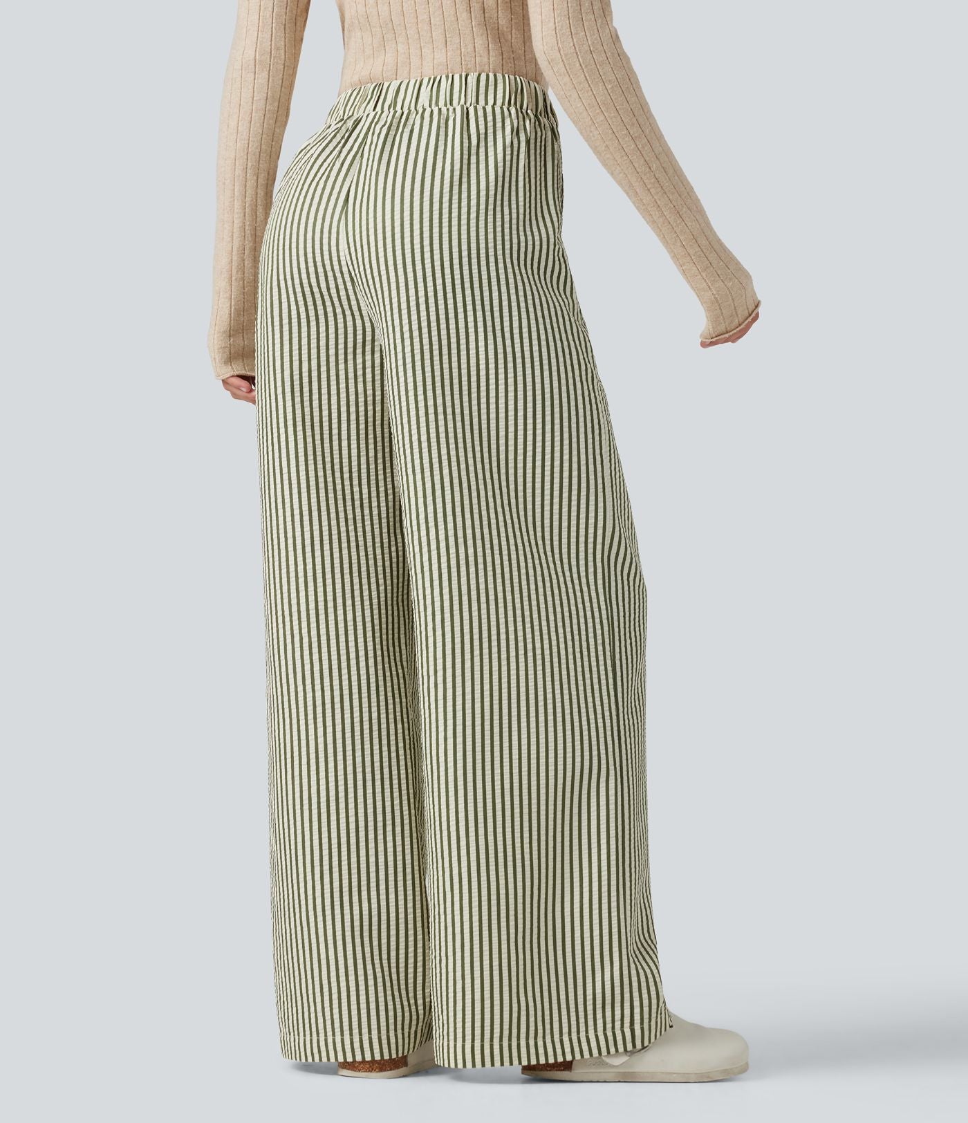 Pantalon d'intérieur ample taille haute à rayures avec poches