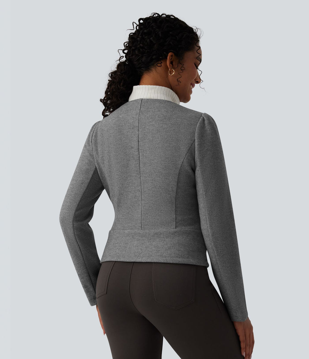 Veste tailleur polaire col rond manches longues à fermeture éclair