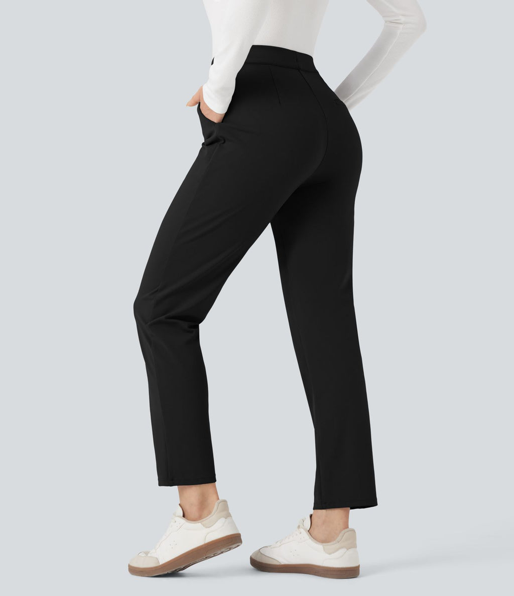 Pantalon de travail ajusté 7/8 repliable taille haute avec cordon de serrage Halara Flex™ DayStretch avec poches