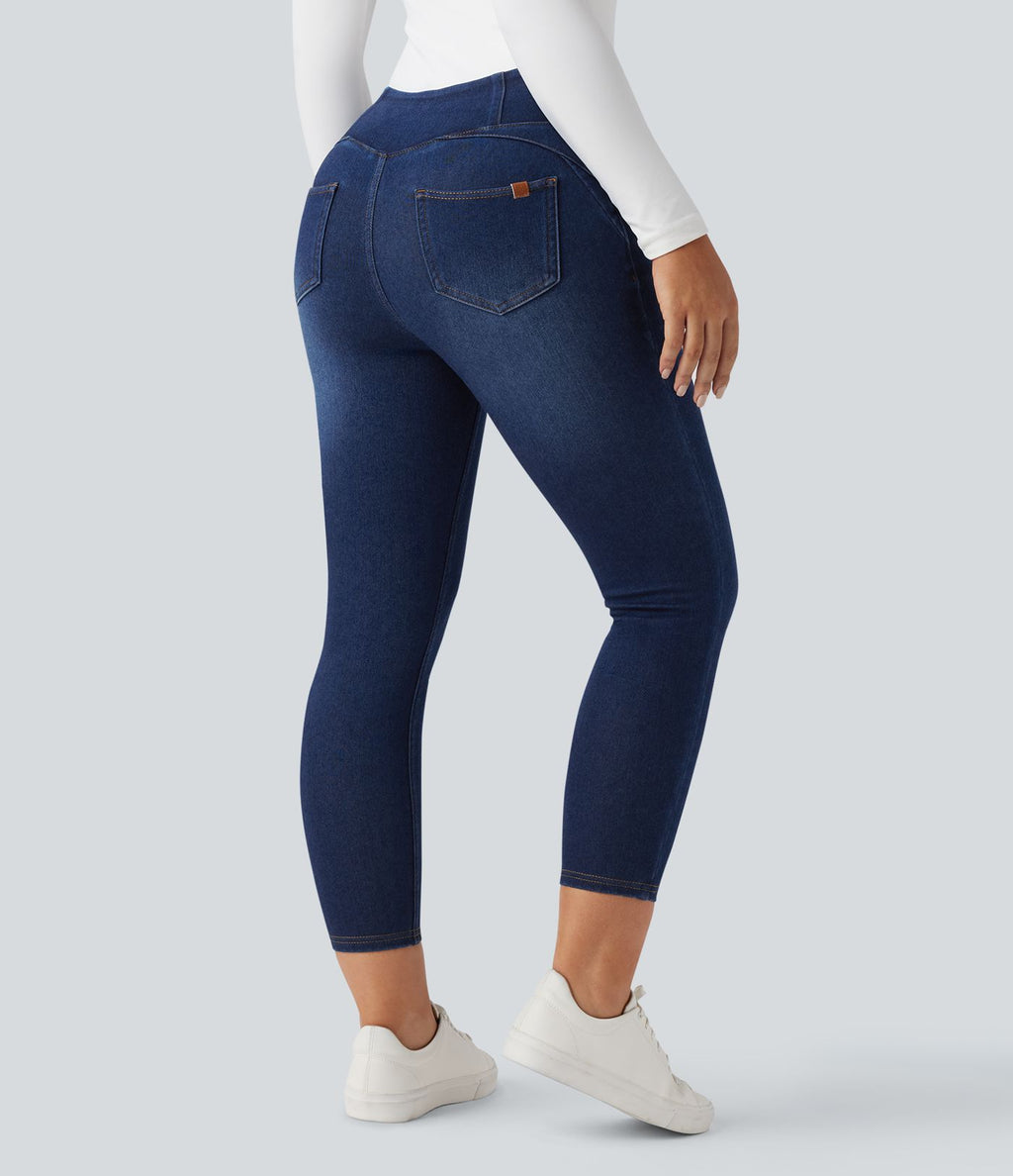 Halara Flex™ Denim Heat Legging denim casual 7/8 taille haute avec poches