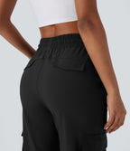 Pantalon cargo de danse taille haute avec cordon de serrage et poches multiples