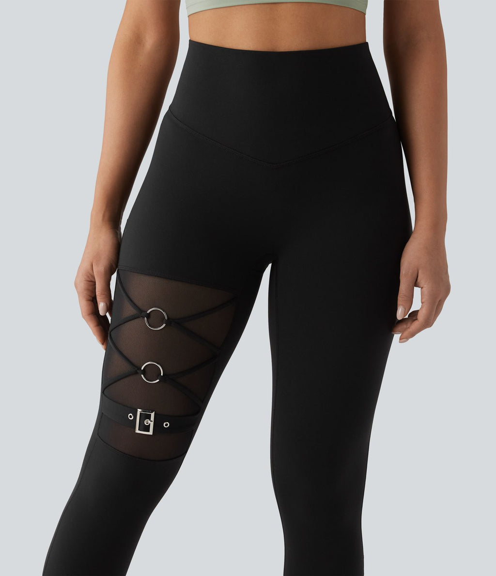 Halara UltraSculpt™ Legging de yoga 7/8 taille haute ventre plat avec maille respirante et boucle
