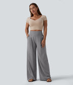 Pantalon large décontracté SoftlyZero™ Airy gainant taille haute effet frais InstantCool avec poches, protection solaire UPF50+