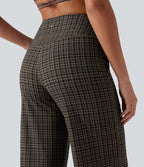 Pantalon de yoga droit Halara UltraSculpt™ taille haute gainant à motif tartan avec poches